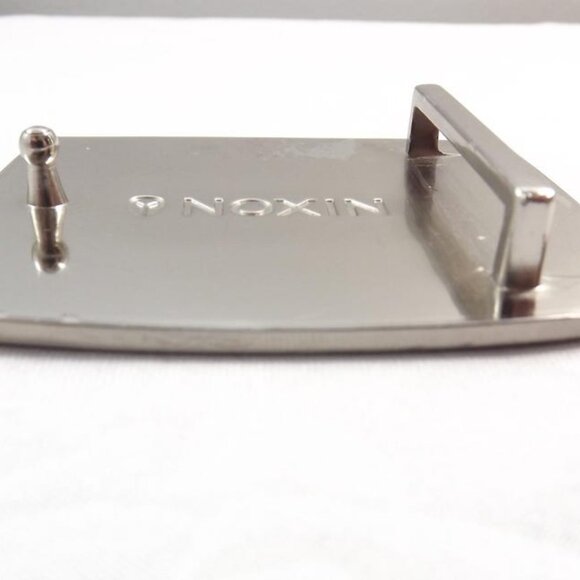 Distressed Nixon Turquoise Blue and Silver Designer Belt Buckle - Picture 3 of 10